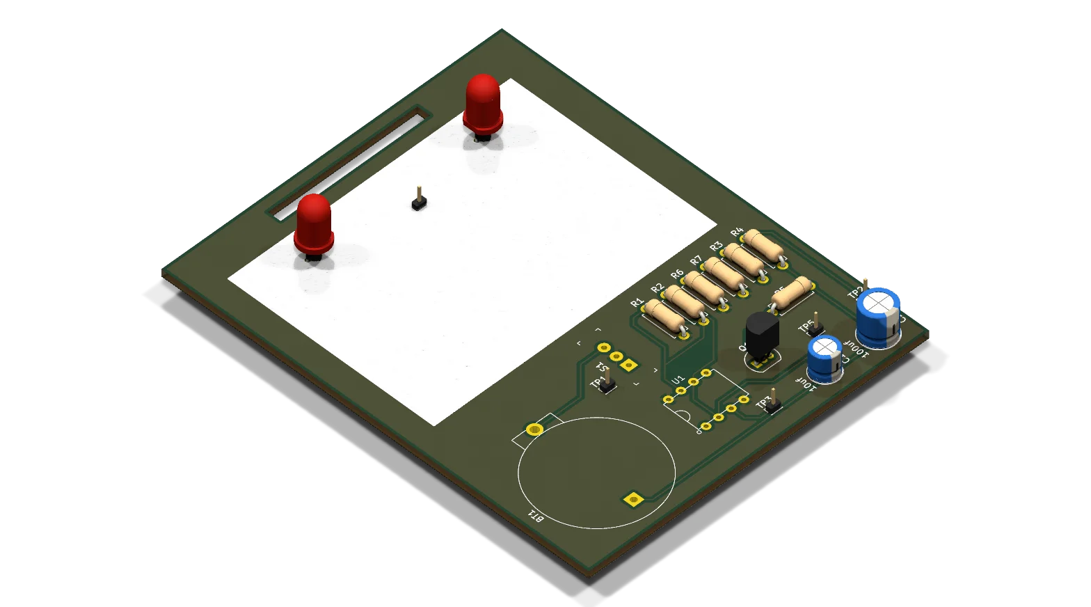 555 Timer PTH Astable Multivibrator 3D Isometric View